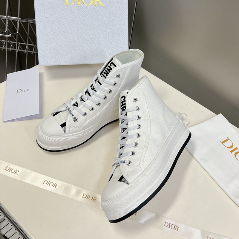 Walk'N'Dior High-Top Platform Sneakers Women Canvas White