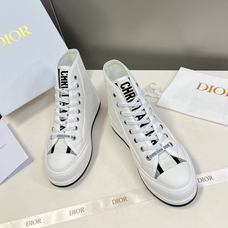 Walk'N'Dior High-Top Platform Sneakers Women Canvas White