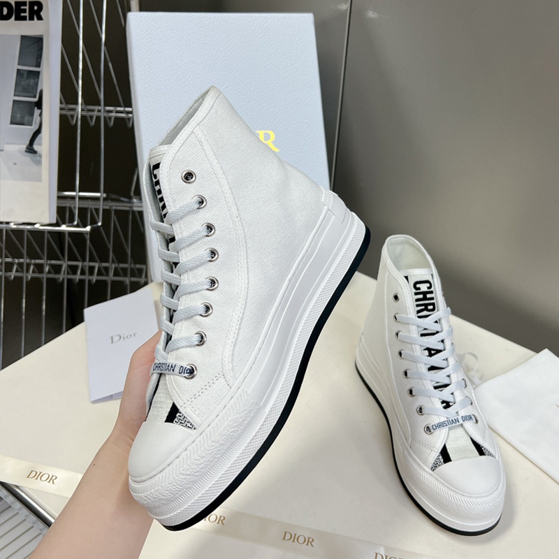 Walk'N'Dior High-Top Platform Sneakers Women Canvas White