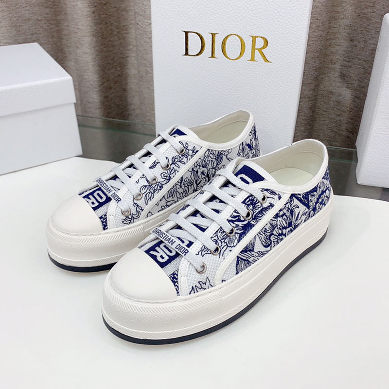 Walk'N'Dior Platform Sneakers Women Jardin d'Hiver Motif Canvas Blue