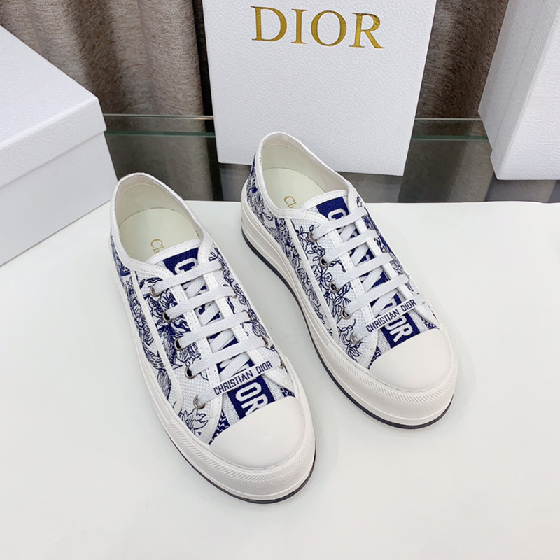 Walk'N'Dior Platform Sneakers Women Jardin d'Hiver Motif Canvas Blue