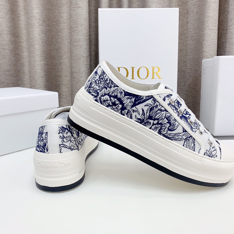 Walk'N'Dior Platform Sneakers Women Jardin d'Hiver Motif Canvas Blue