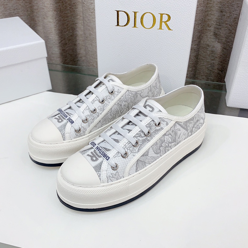 Walk'N'Dior Platform Sneakers Women Jardin d'Hiver Motif Canvas Grey