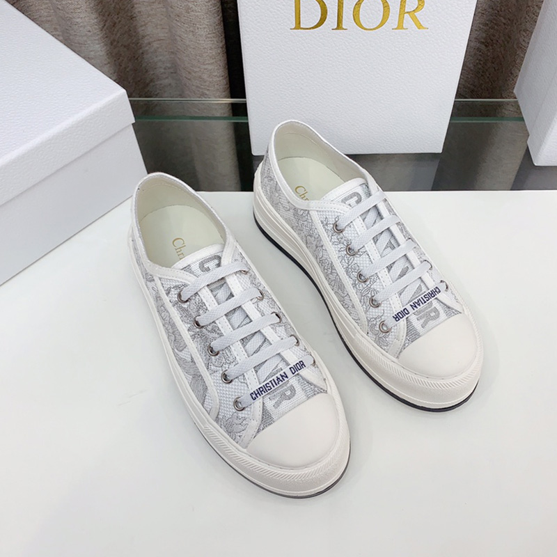 Walk'N'Dior Platform Sneakers Women Jardin d'Hiver Motif Canvas Grey