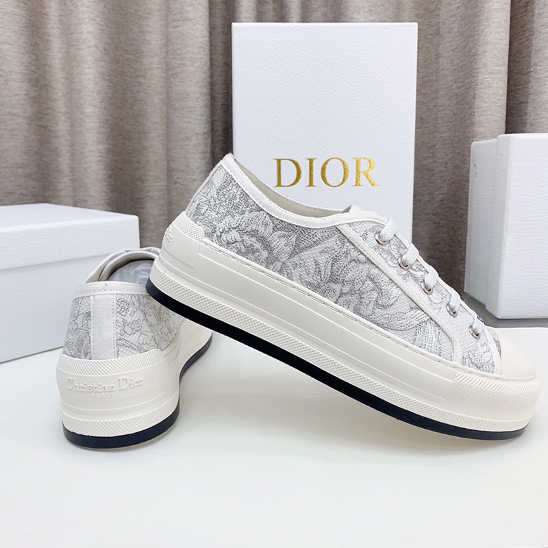 Walk'N'Dior Platform Sneakers Women Jardin d'Hiver Motif Canvas Grey