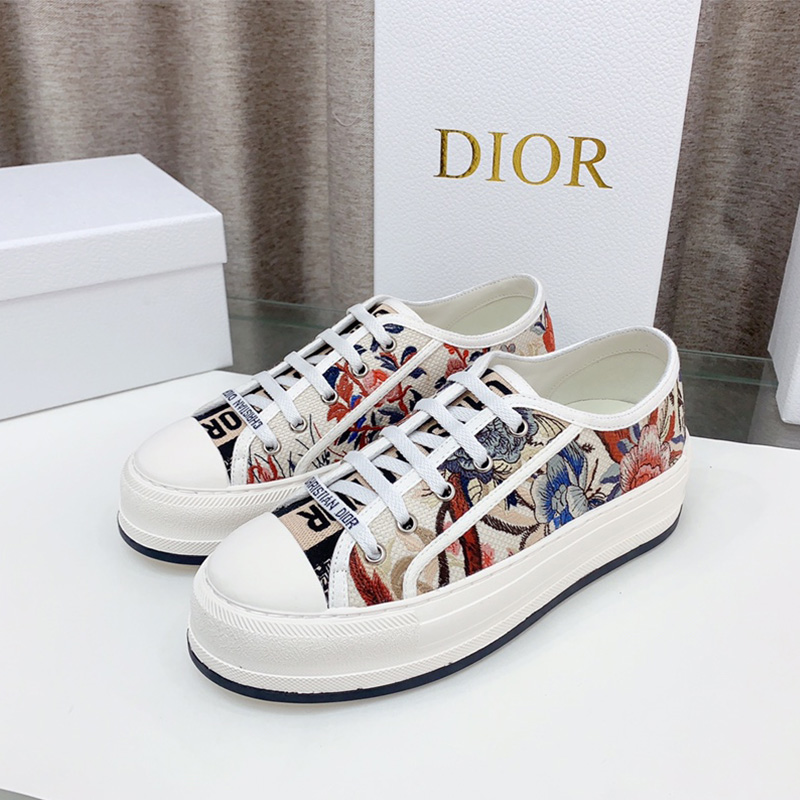 Walk'N'Dior Platform Sneakers Women Jardin d'Hiver Motif Canvas White