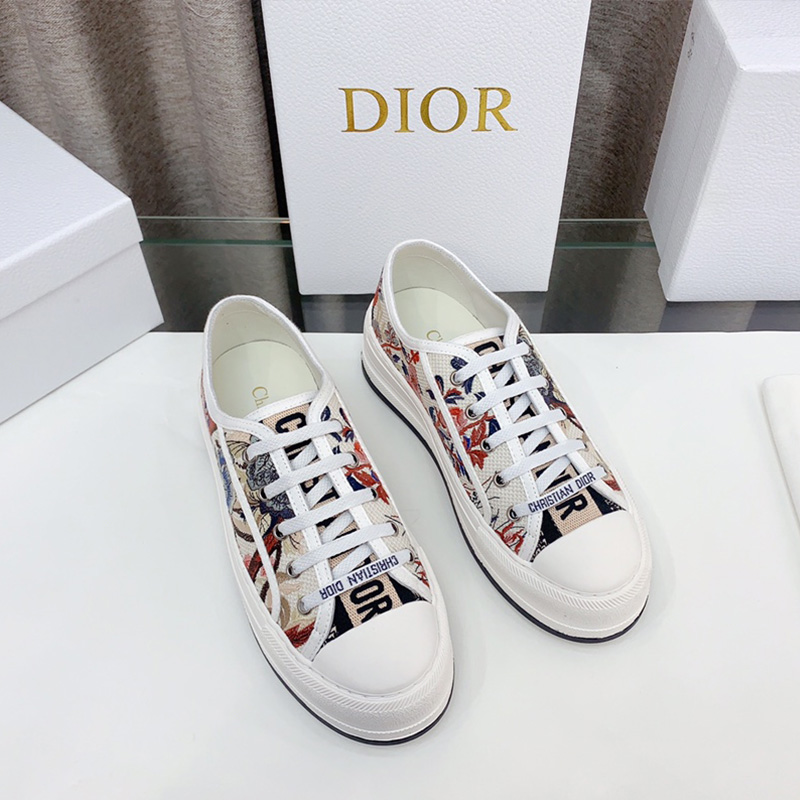 Walk'N'Dior Platform Sneakers Women Jardin d'Hiver Motif Canvas White