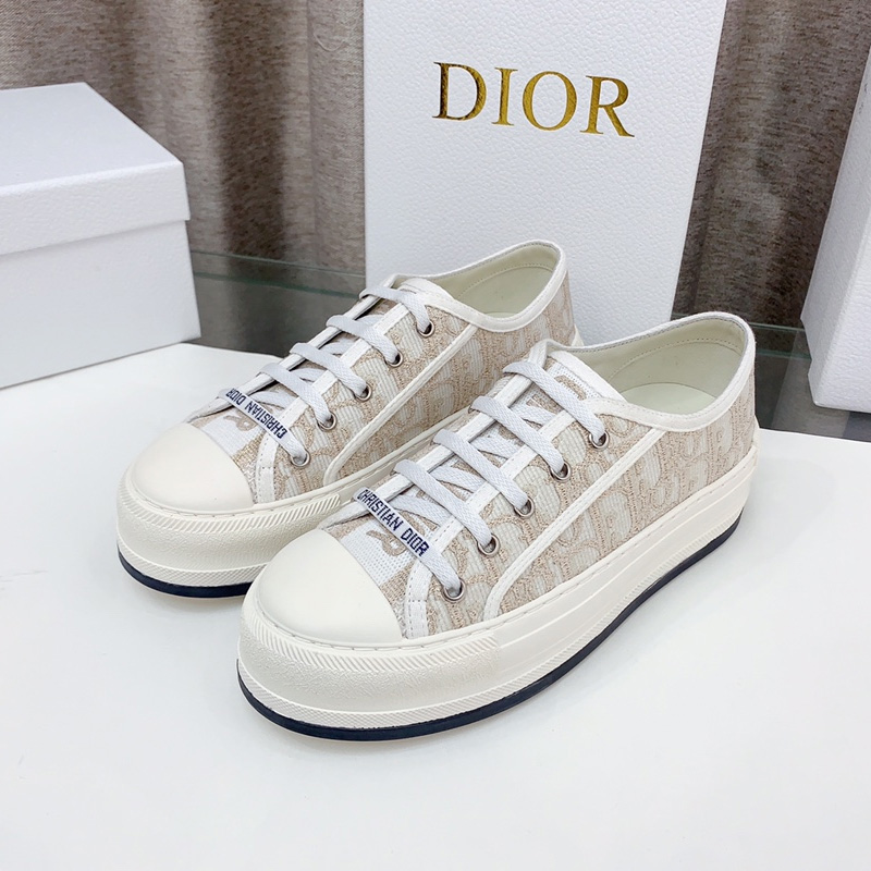 Walk'N'Dior Platform Sneakers Women Oblique Motif Canvas Khaki