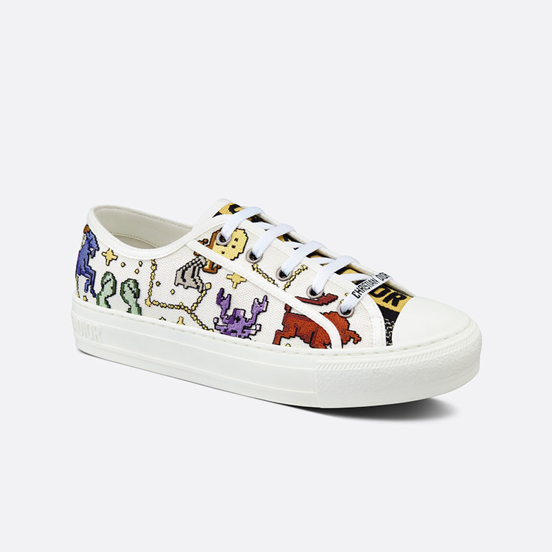 Walk'n'Dior Sneakers Women Pixel Zodiac Motif Canvas White