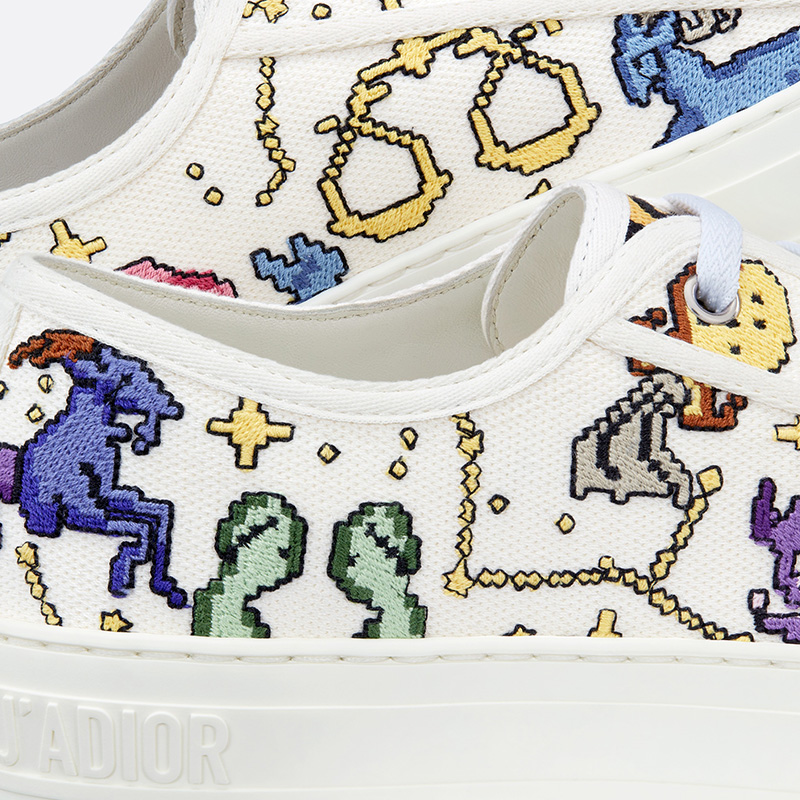 Walk'n'Dior Sneakers Women Pixel Zodiac Motif Canvas White